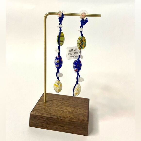 Free People Millefiori Glass Bead Dangle Festival Style Earrings Ariana Ost - Picture 9 of 9